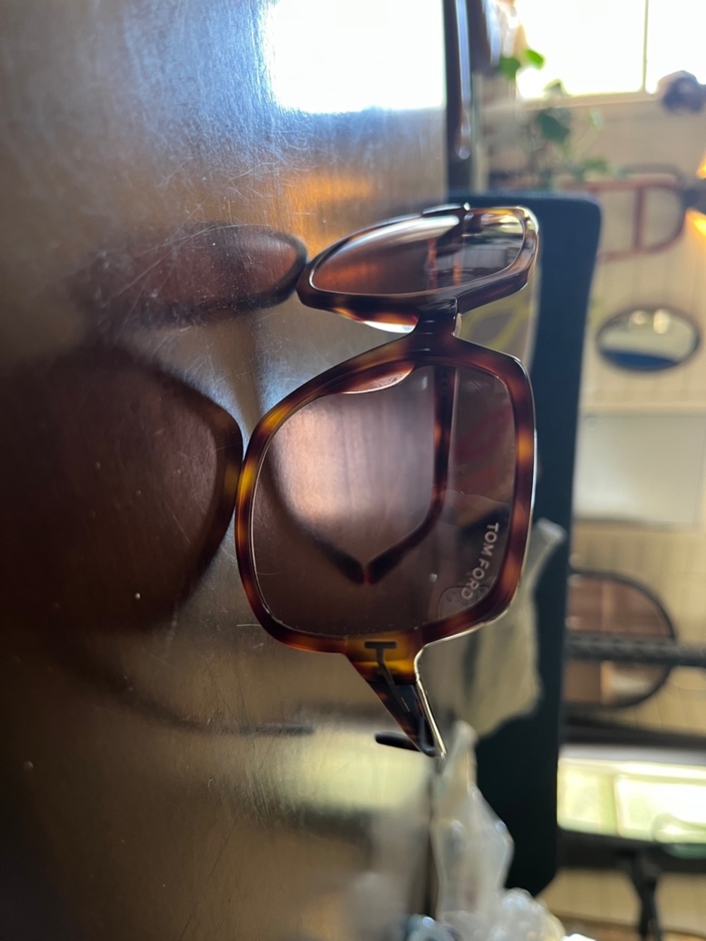 Tom Ford Brown Tortoiseshell Sunglasses with Dark Lenses
